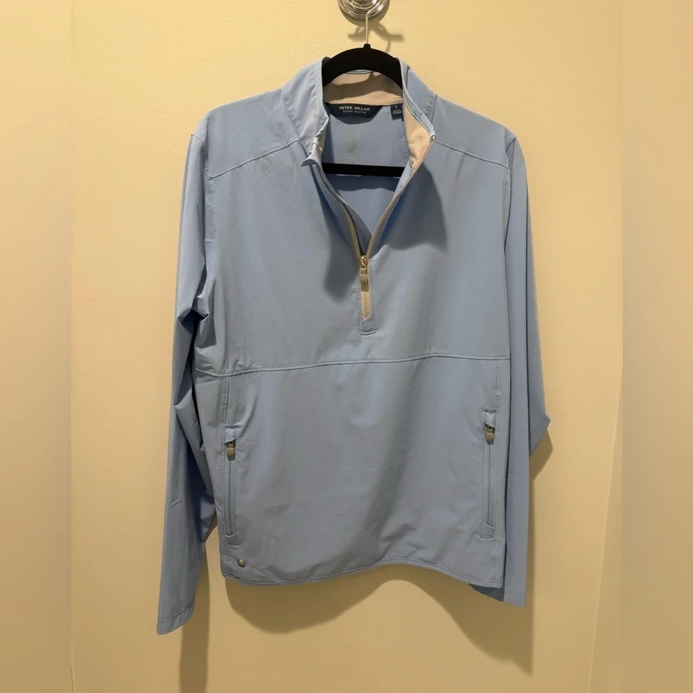 Peter Millar Tahoe Blue Flex Adapt Half Zip Golf Crown Crafted Pullover